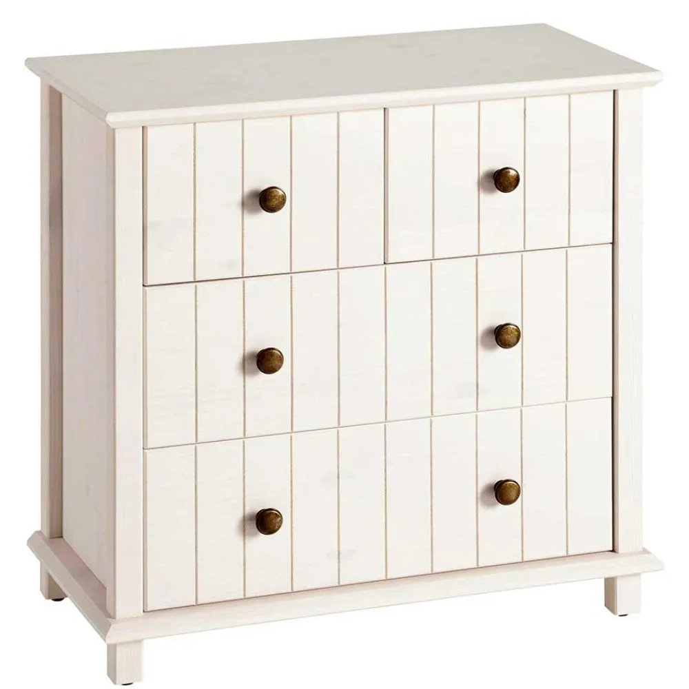 Wohnen Kommoden|Nachttische*Holzkommode in Weiß gewachst - Cilao