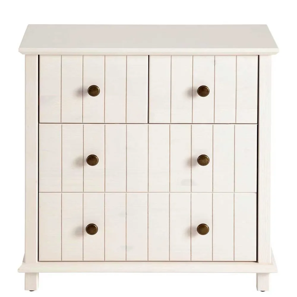 Wohnen Kommoden|Nachttische*Holzkommode in Weiß gewachst - Cilao