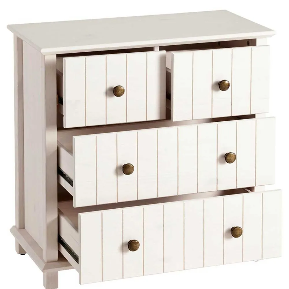 Wohnen Kommoden|Nachttische*Holzkommode in Weiß gewachst - Cilao