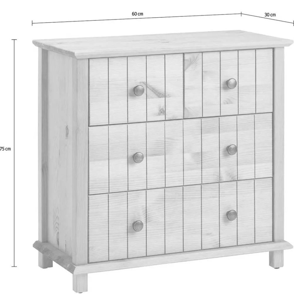 Wohnen Kommoden|Nachttische*Holzkommode in Weiß gewachst - Cilao
