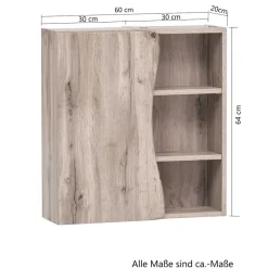 Wohnen Badschränke*Holzoptik Bad Hängeschrank mit Baumkante - Tofias