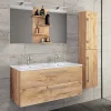 Wohnen Holzoptik Bad mit Doppel-Waschplatz - Ursela (dreiteilig)