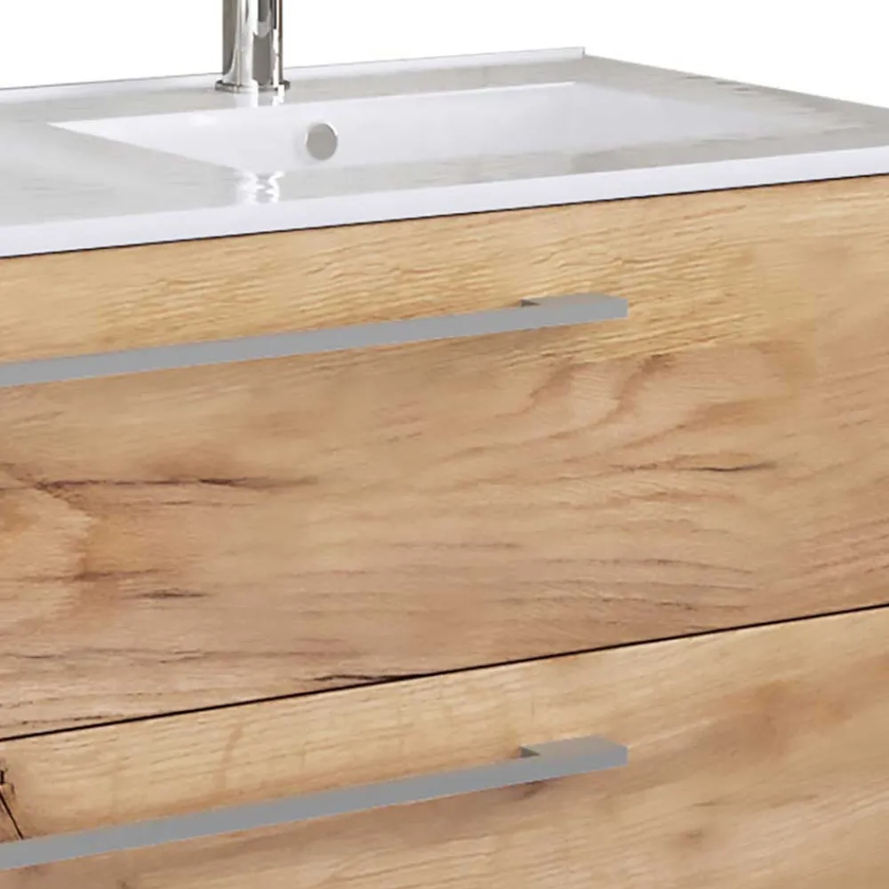 Wohnen Holzoptik Bad mit Doppel-Waschplatz - Ursela (dreiteilig)