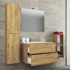 Wohnen Holzoptik Badezimmer Möbel - Karin (vierteilig)