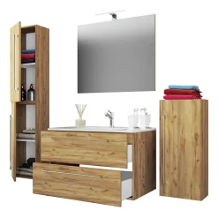 Wohnen Holzoptik Badezimmer Möbel - Karin (vierteilig)