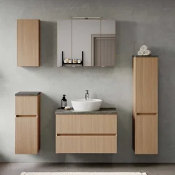 Wohnen Holzoptik Badezimmermöbel Set - Leitha (fünfteilig)