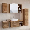 Wohnen Badezimmer Komplett*Holzoptik Badmöbel für die Wand - Userina (sechsteilig)