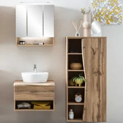 Wohnen Holzoptik Badmöbel mit Baumkante - Tofias (dreiteilig)