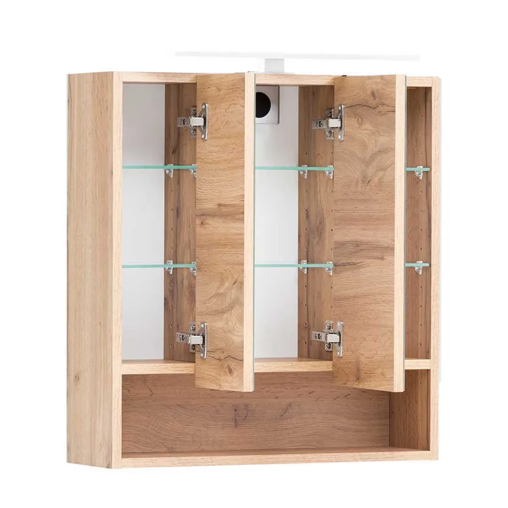 Wohnen Holzoptik Badmöbel mit Baumkante - Tofias (dreiteilig)