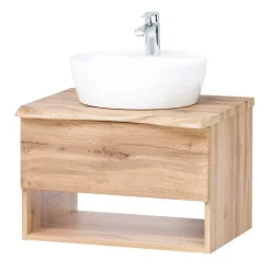 Wohnen Holzoptik Badmöbel mit Baumkante - Tofias (dreiteilig)