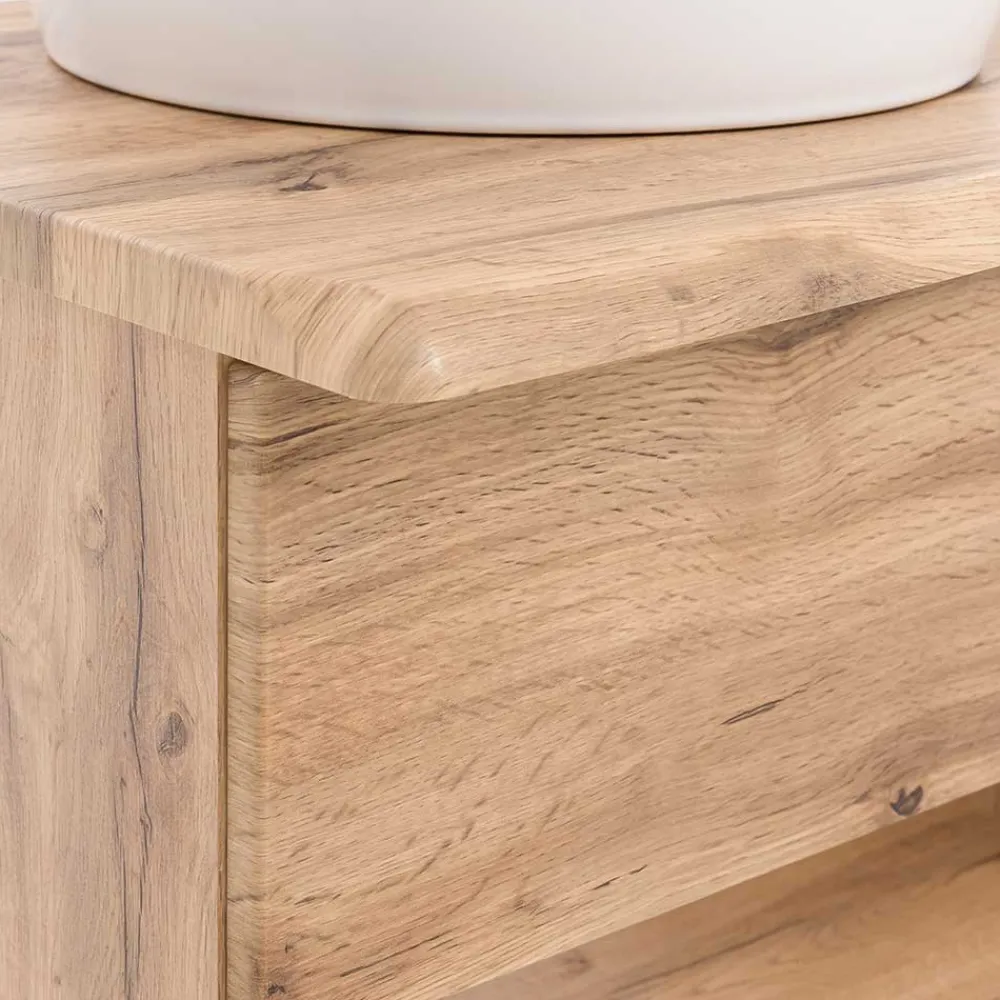 Wohnen Holzoptik Badmöbel mit Baumkante - Tofias (dreiteilig)