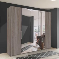 Wohnen Kleiderschränke|Kleiderschränke*Holzoptik Kleiderschrank mit Spiegel - Crenba