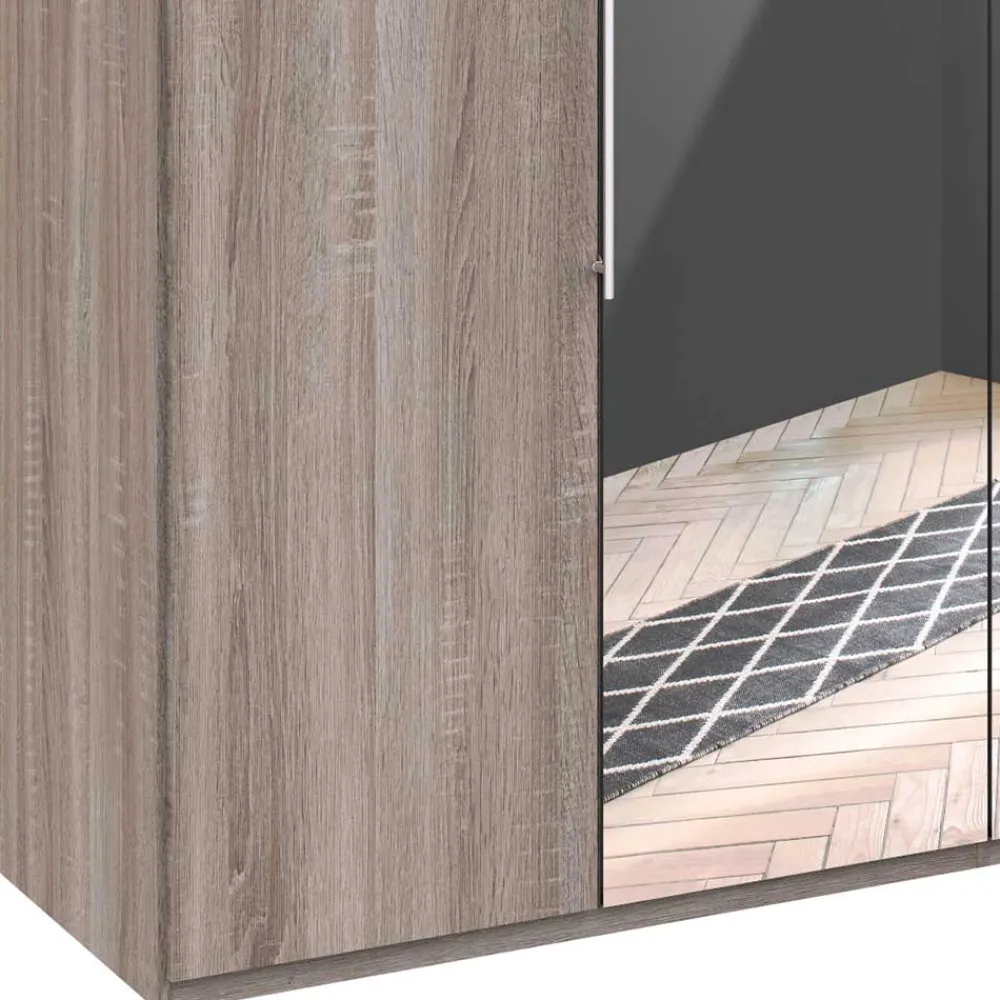 Wohnen Kleiderschränke|Kleiderschränke*Holzoptik Kleiderschrank mit Spiegel - Crenba