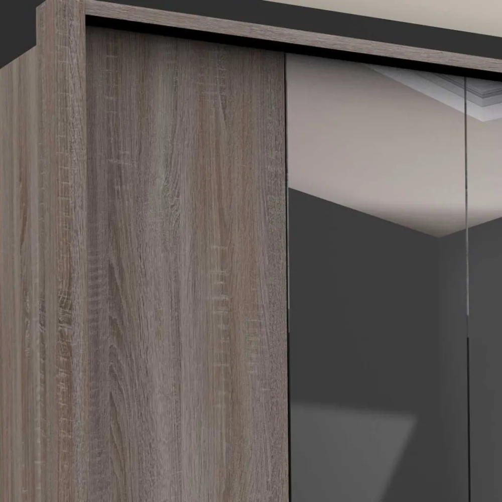 Wohnen Kleiderschränke|Kleiderschränke*Holzoptik Kleiderschrank mit Spiegel - Crenba