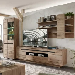 Wohnen Wohnwände|Wohnwand*Holzoptik TV Anbauwand Set - Zelio (dreiteilig)