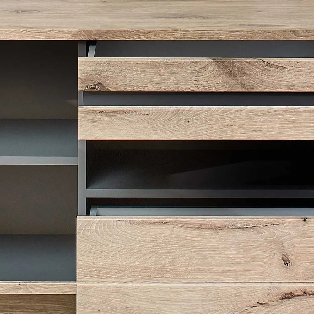 Wohnen Wohnwände|Wohnwand*Holzoptik TV Anbauwand Set - Zelio (dreiteilig)