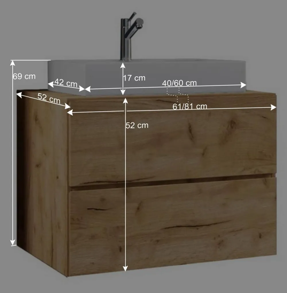 Wohnen Holzoptik Wand-Waschtisch in Wildeiche Honig - Toulon