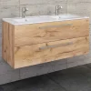 Wohnen Holzoptik Waschtisch mit zwei Becken - Ursela