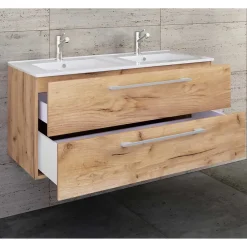 Wohnen Holzoptik Waschtisch mit zwei Becken - Ursela