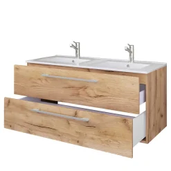 Wohnen Holzoptik Waschtisch mit zwei Becken - Ursela