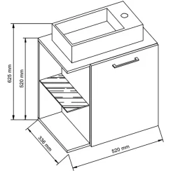 Wohnen Holzoptik Waschtisch mit Aufsatzwaschbecken - Yulmatro