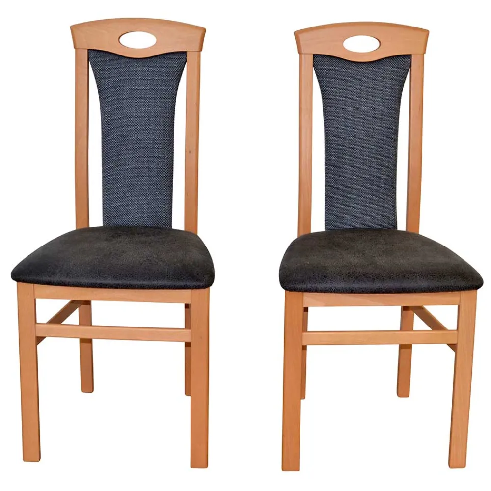 Wohnen Küchenstühle|Esszimmerstühle*Holzstühle in Buche & Anthrazit - Moyico (2er Set)