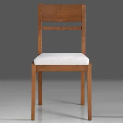 Wohnen Weiße Möbel|Naturholzmöbel*Holzstuhl mit Sitzpolster in Creme Stoff - Altagracia