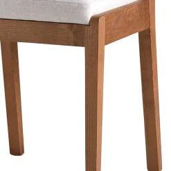 Wohnen Weiße Möbel|Naturholzmöbel*Holzstuhl mit Sitzpolster in Creme Stoff - Altagracia