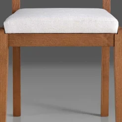 Wohnen Weiße Möbel|Naturholzmöbel*Holzstuhl mit Sitzpolster in Creme Stoff - Altagracia