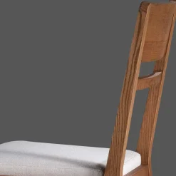 Wohnen Weiße Möbel|Naturholzmöbel*Holzstuhl mit Sitzpolster in Creme Stoff - Altagracia