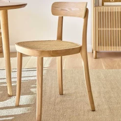 Wohnen Rattanmöbel*Holzstuhl mit Wiener Geflecht Sitz - Wheel (2er Set)