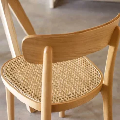 Wohnen Rattanmöbel*Holzstuhl mit Wiener Geflecht Sitz - Wheel (2er Set)