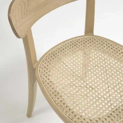 Wohnen Rattanmöbel*Holzstuhl mit Wiener Geflecht Sitz - Wheel (2er Set)