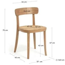 Wohnen Rattanmöbel*Holzstuhl mit Wiener Geflecht Sitz - Wheel (2er Set)