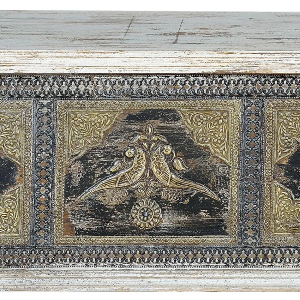 Wohnen Holztruhe in Antikweiß Schwarz Bronze - Lismiangra