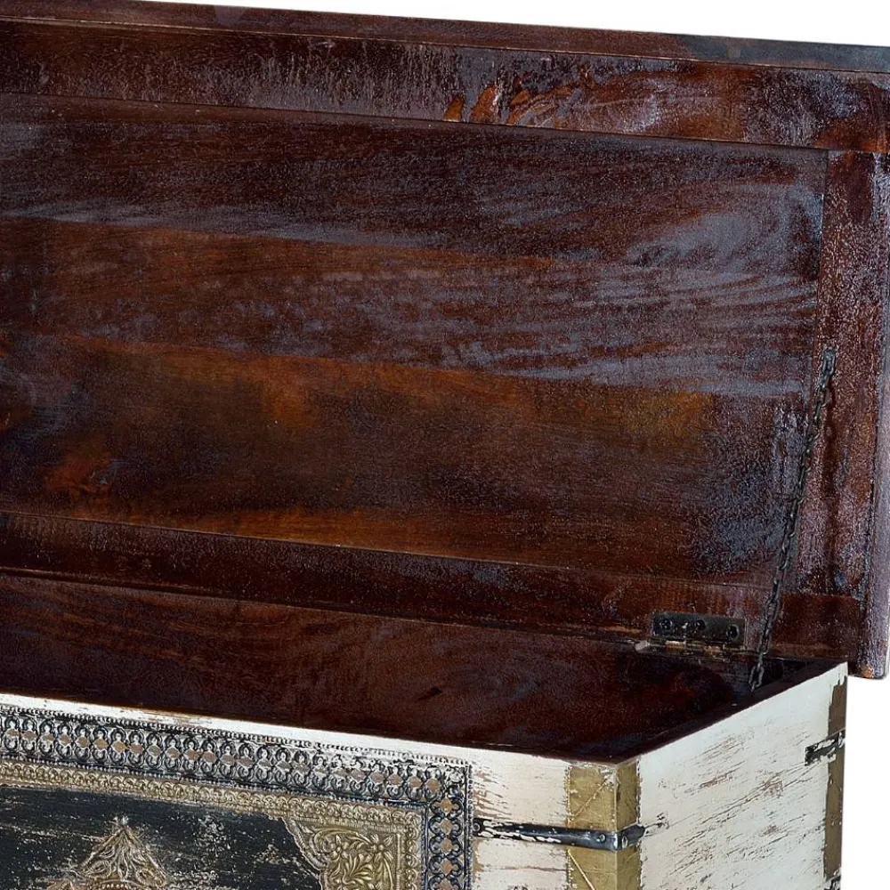 Wohnen Holztruhe in Antikweiß Schwarz Bronze - Lismiangra
