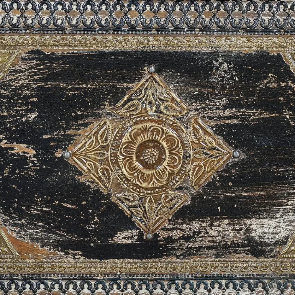 Wohnen Holztruhe in Antikweiß Schwarz Bronze - Lismiangra