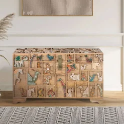 Wohnen Holztruhe mit Tieren dekoriert - Widama