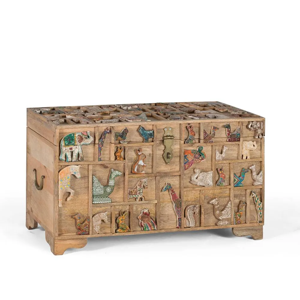 Wohnen Holztruhe mit Tieren dekoriert - Widama