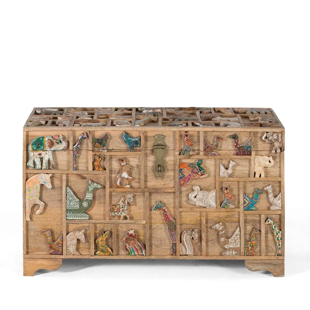 Wohnen Holztruhe mit Tieren dekoriert - Widama