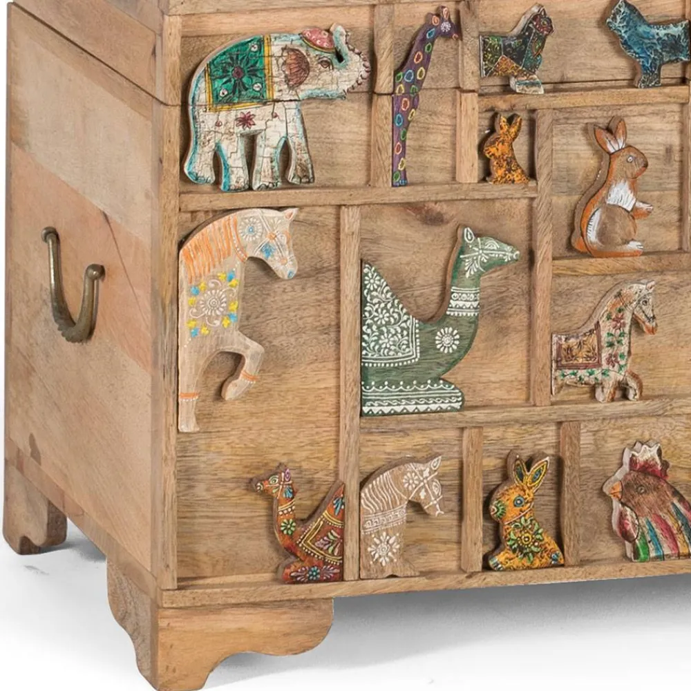 Wohnen Holztruhe mit Tieren dekoriert - Widama