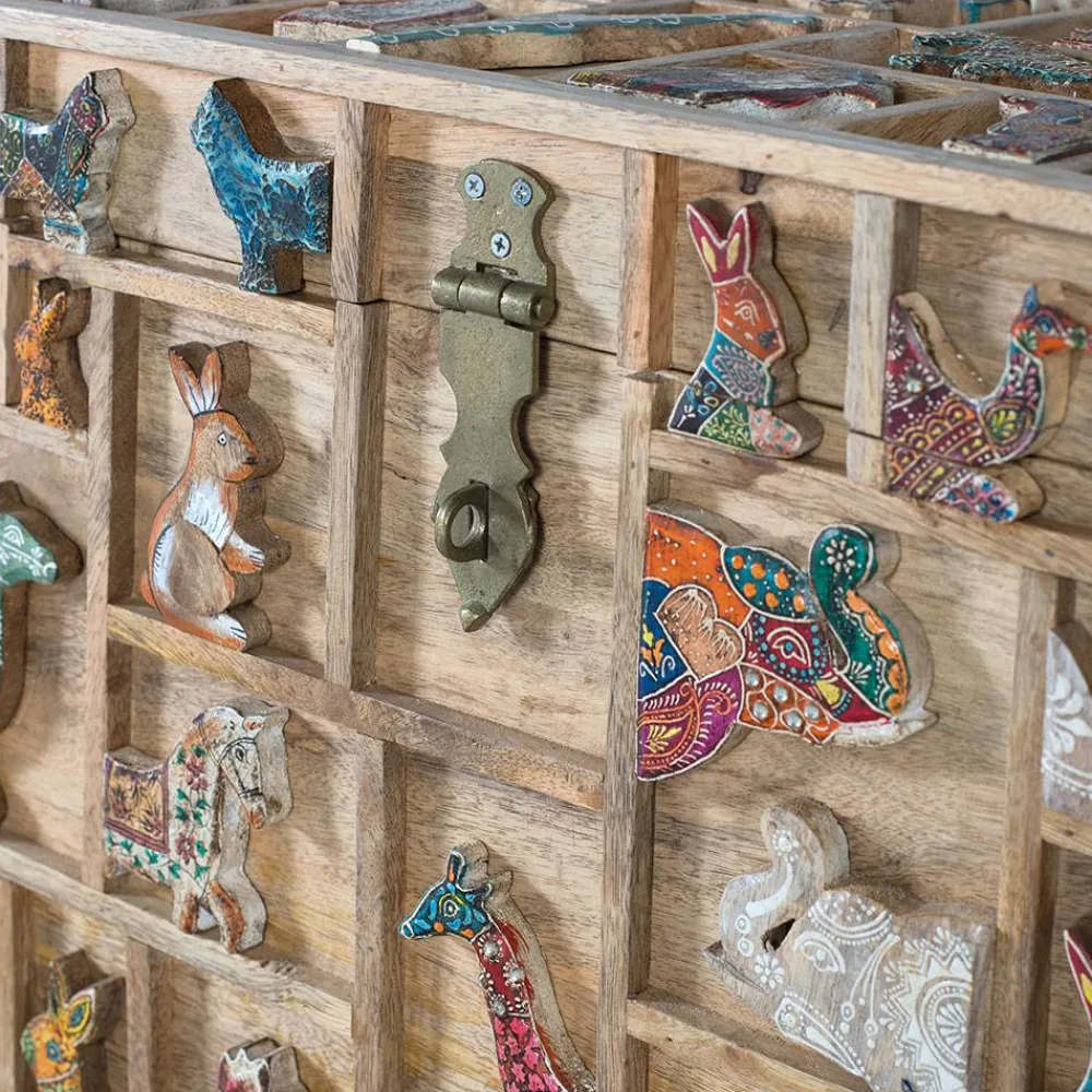 Wohnen Holztruhe mit Tieren dekoriert - Widama