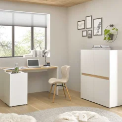 Wohnen Home Office Möbel|Büro Komplett*Home Office Einrichtung in Weiß - Nonessia I (dreiteilig)