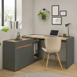 Wohnen Home Office Möbel|Büro Komplett*Home Office Schreibtisch und Stauraum - Ahilav (dreiteilig)