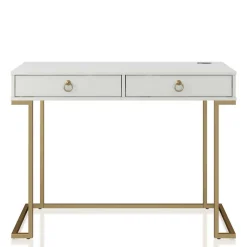 Kinder Wohnen Home Office Schreibtisch in Weiß und Messing - Luco