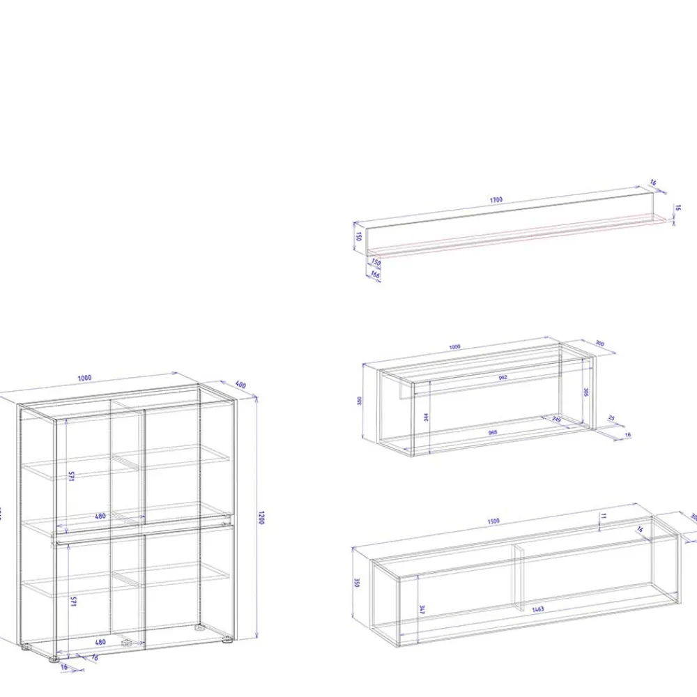 Wohnen Wohnwände|Wohnwand*Home Office Wohnwand Set - Nonessia (vierteilig)
