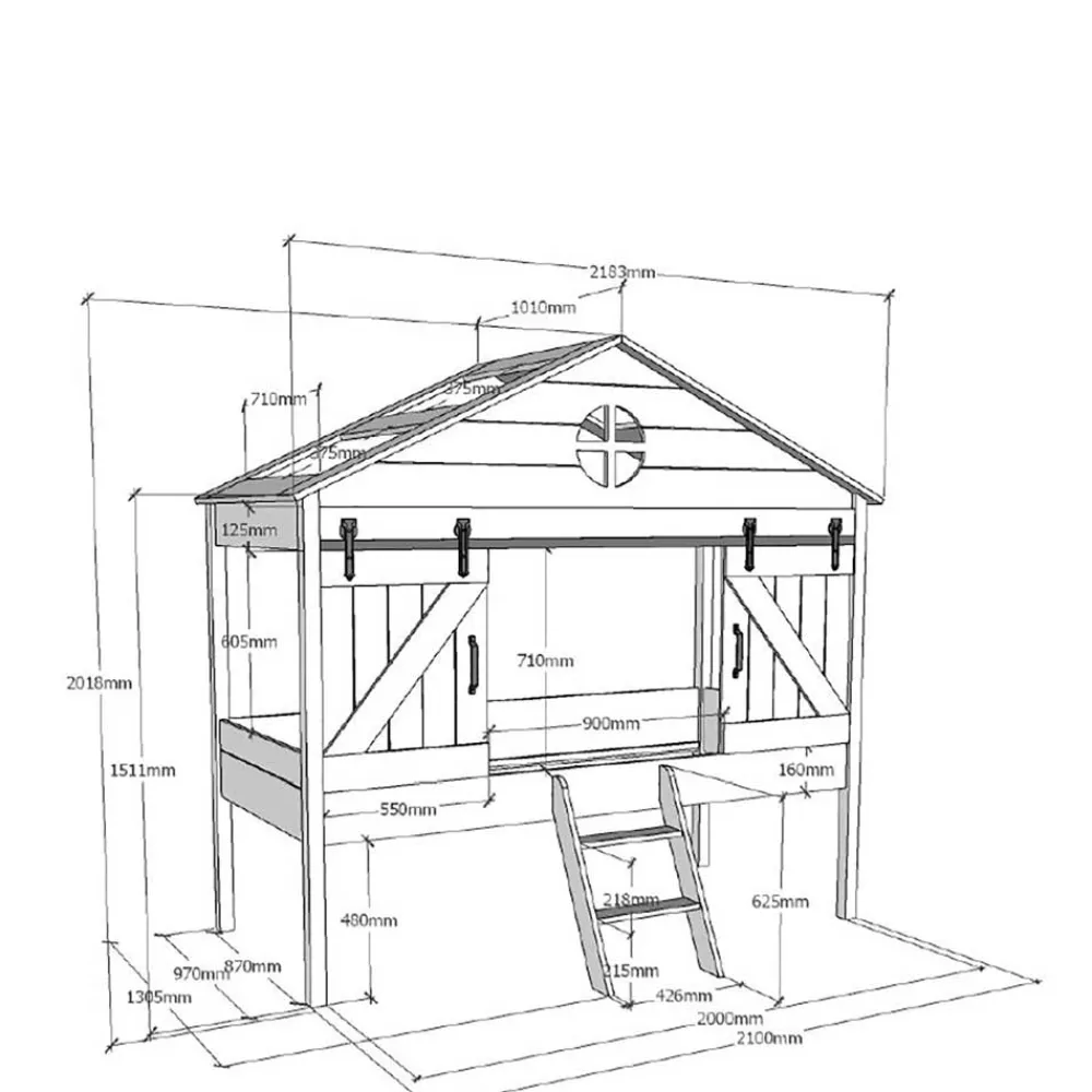 Wohnen Kinderbetten*Hütten Spielbett halbhoch - Elias