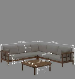Wohnen Indoor Outdoor Ecksofa & Tisch - Perconia (zweiteilig)
