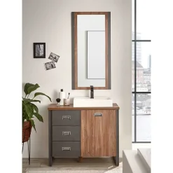 Wohnen Badezimmer Komplett*Industrial Bad Waschplatz mit Spiegel - Forawas (zweiteilig)