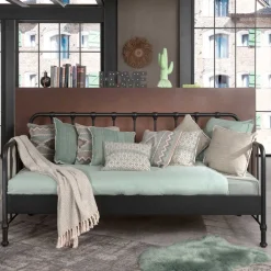 Wohnen Industrial Bett in Schwarz Metall - Gionna